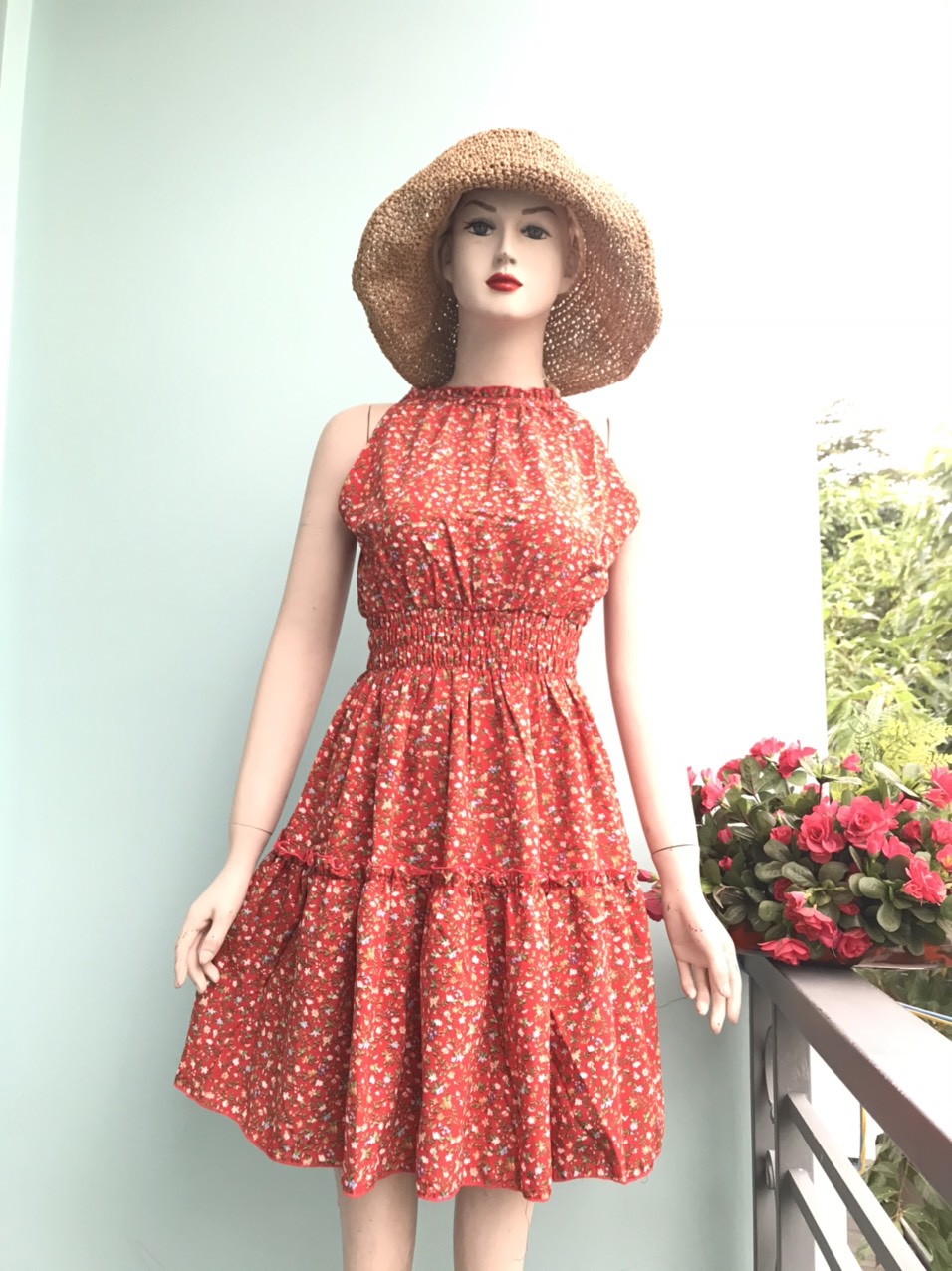 Đầm xoè,đầm hoa nhí ,váy đầm nữ cổ yếm