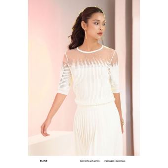 Áo len trắng phối lưới thiết kế Elise FW2207146TLKFWH