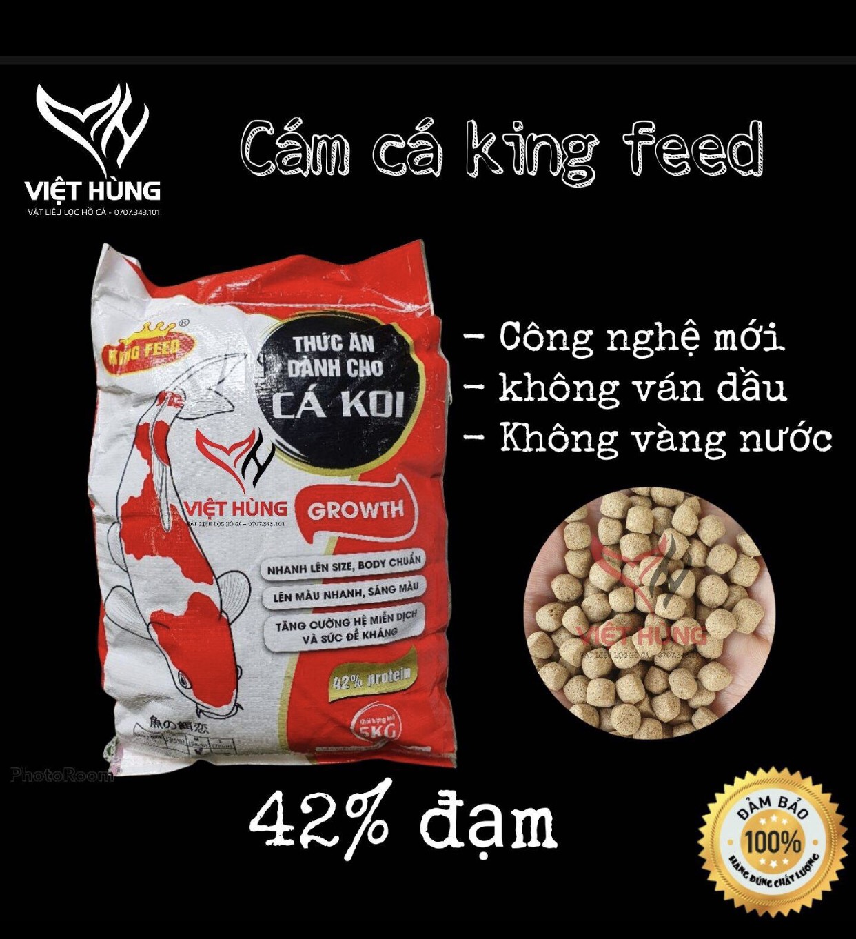 5kg cám cá koi king feed thức ăn cá koi 42% đạm kingfeed grow 5kg