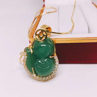 Dây chuyền vàng nữ + mặt phong thủy ( Hồ ly xanh lá)