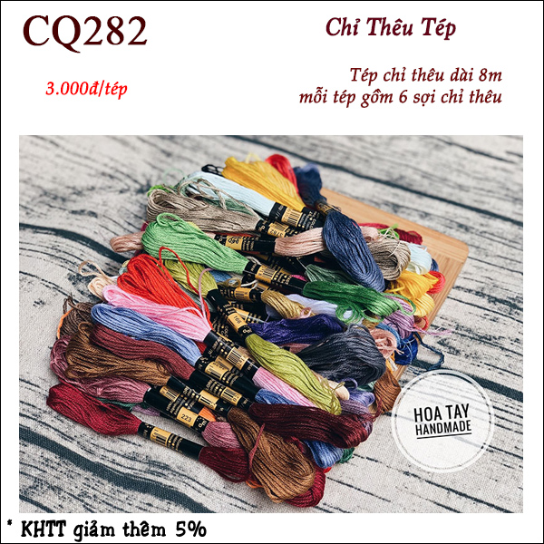 Chỉ thêu tép - chỉ thêu tay cq282 - hoa tay handmade