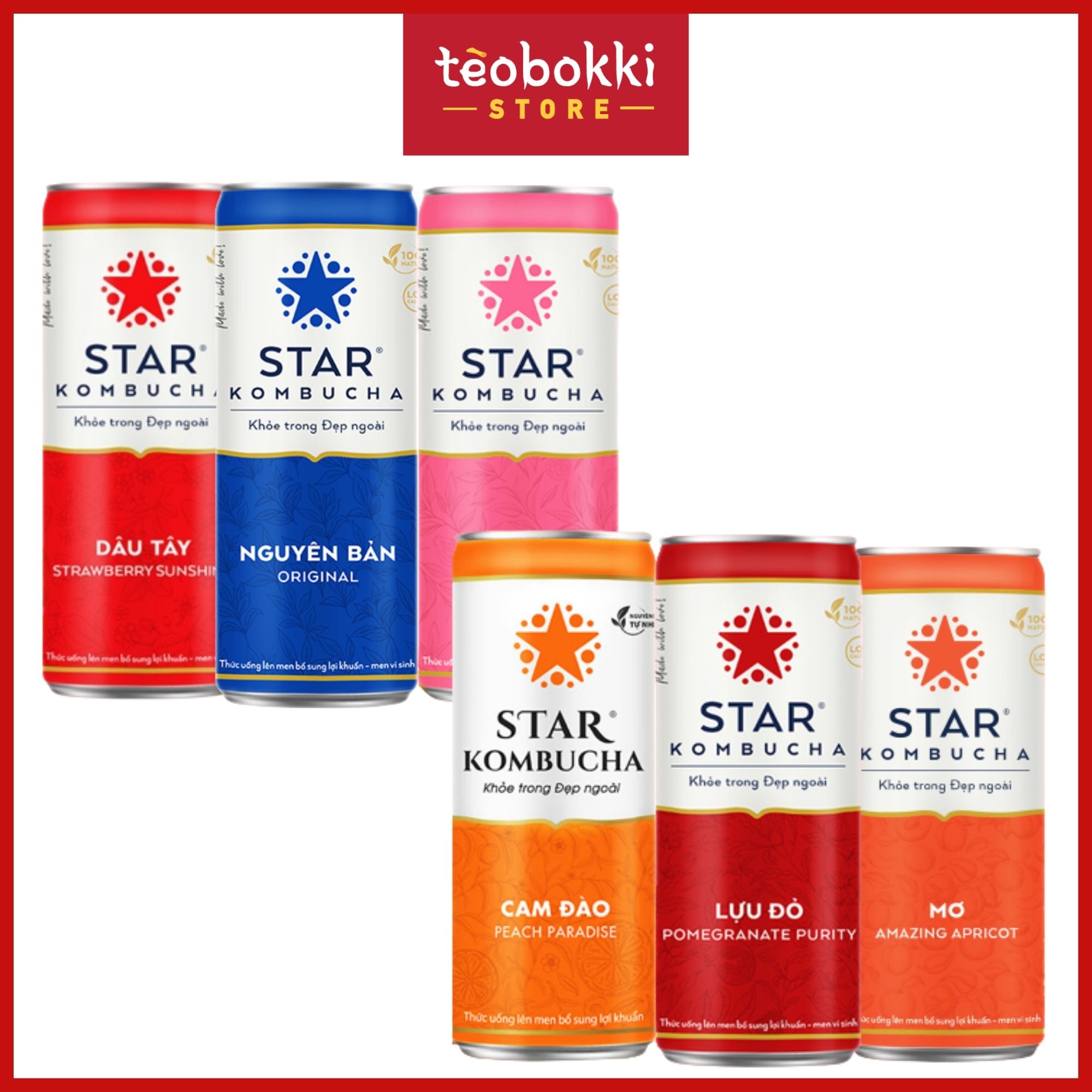 Trà lên men star kombucha - thức uống lên men kombucha lon 250ml