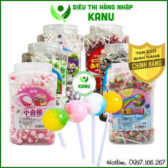 Hũ 200 cái] Kẹo mút mini cầu vồng TiangChang nhiều vị (đào, táo, nho, sữa bò, cola) đồ ăn vặt ngon rẻ cho bé