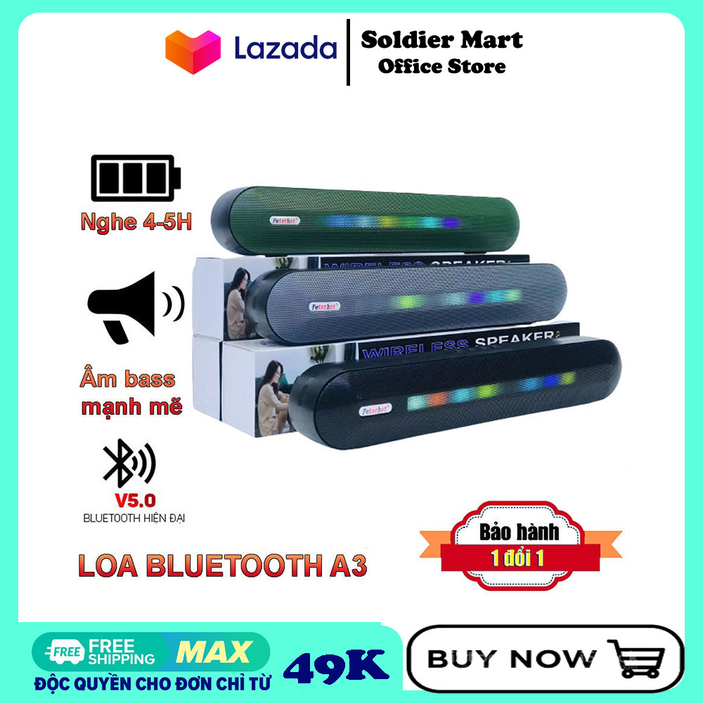 Loa a3 blutooth âm thanh cực đỉnh,bass cực hay,loa kết nối bluetooth loa bluetooth a3 chất lượng, giá tốt 2022 loa bluetooth wetop a3 đen - chính hãng