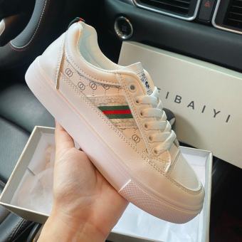 Giày thể thao nữ độn đế 3cm đế bằng da mềm sneaker đi học đi chơi Gucc.i, Lisa M72
