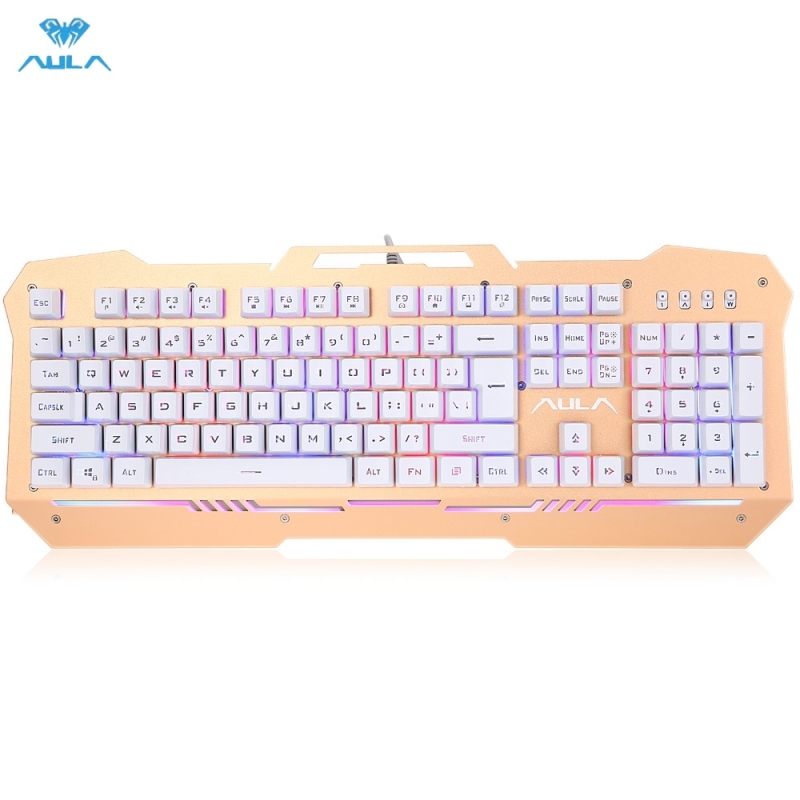 AULA Wired Mechanical Blue Switches Optical Gaming Keyboard with LED Backlit (Gold) Singapore