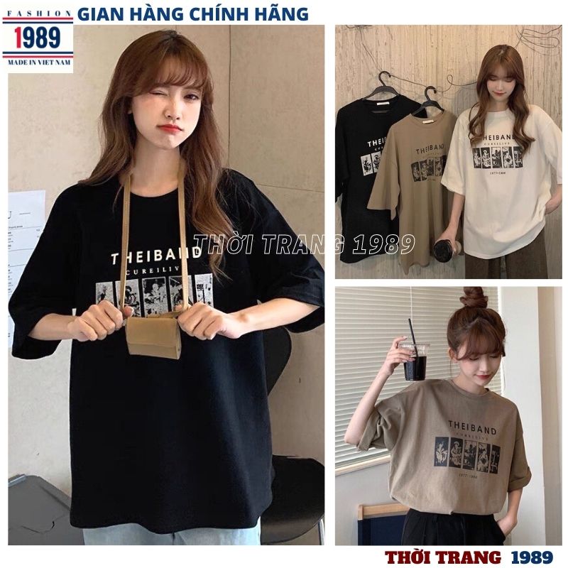 Áo thun nữ chất cottong form rộng in chữ THE BANR áo phông cộc tay nữ unisex hàn quốc cực xinh ,áo phông nữ -THỜI TRANG 1989
