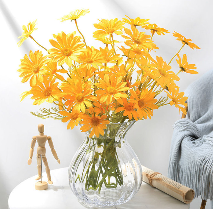 Hoa giả Cúc họa mi giả trang trí 52cm nhiều màu, Hoa cúc giả vải lụa 1 cành 5 bông giống thật, Hoa giả trang trí để bàn cúc họa mi giả, decor phòng, bông giả hoa cúc