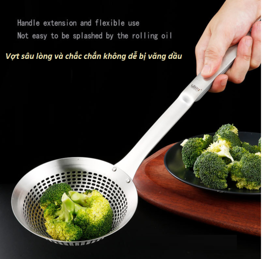 VỢT INOX 304 SÂU LÒNG DÙNG VỚT MÌNUIRAU CỦ QUẢ...TIỆN LỢI -DỤNG CỤ NHÀ BẾP-DỤNG CỤ VỚT MÌ