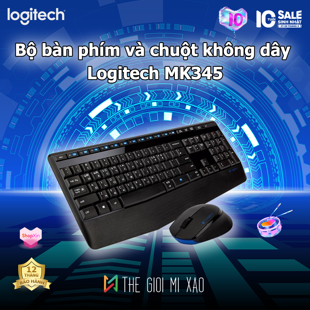 HỎA TỐC 2H | Bộ bàn phím và chuột không dây Logitech MK345 - Hàng chính hãng - Bảo hành 12 tháng