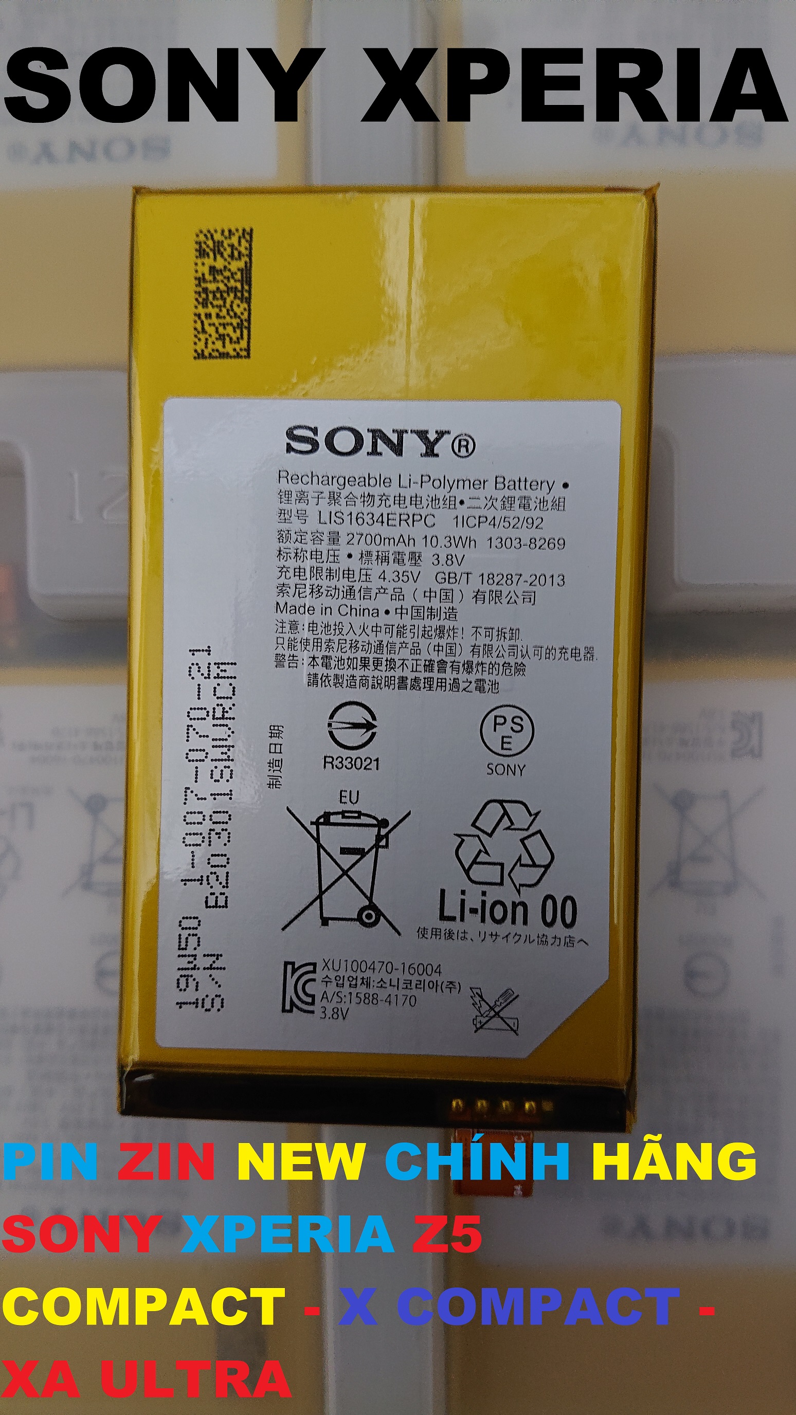 [HCM][PIN ZIN NEW CHÍNH HÃNG SONY XPERIA  XA ULTRA (F3216),Z5 COMPACT (E5803)  & X COMPACT (F5321)