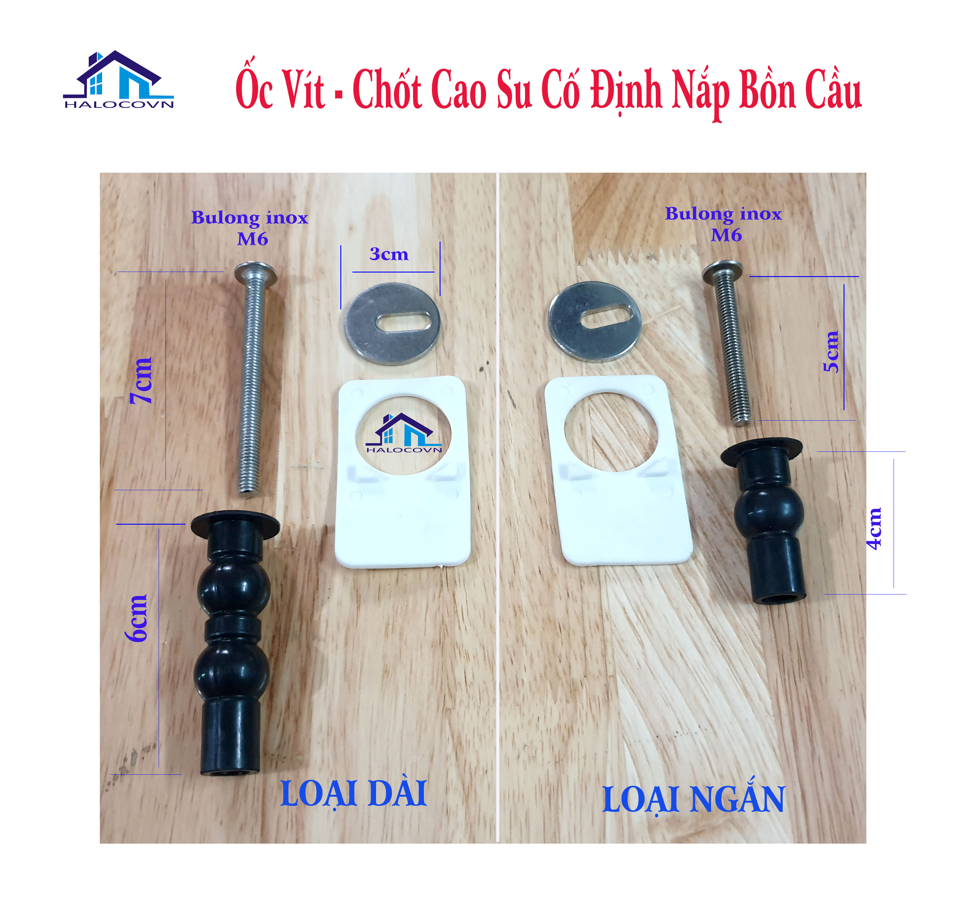 Ốc vít cao su cố định nắp bồn cầu 1 khối