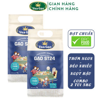 Combo 2 Túi Gạo ST24 Đậm Đà - Chính Hãng Vua Gạo - Túi 5kg (Cam kết date mới)