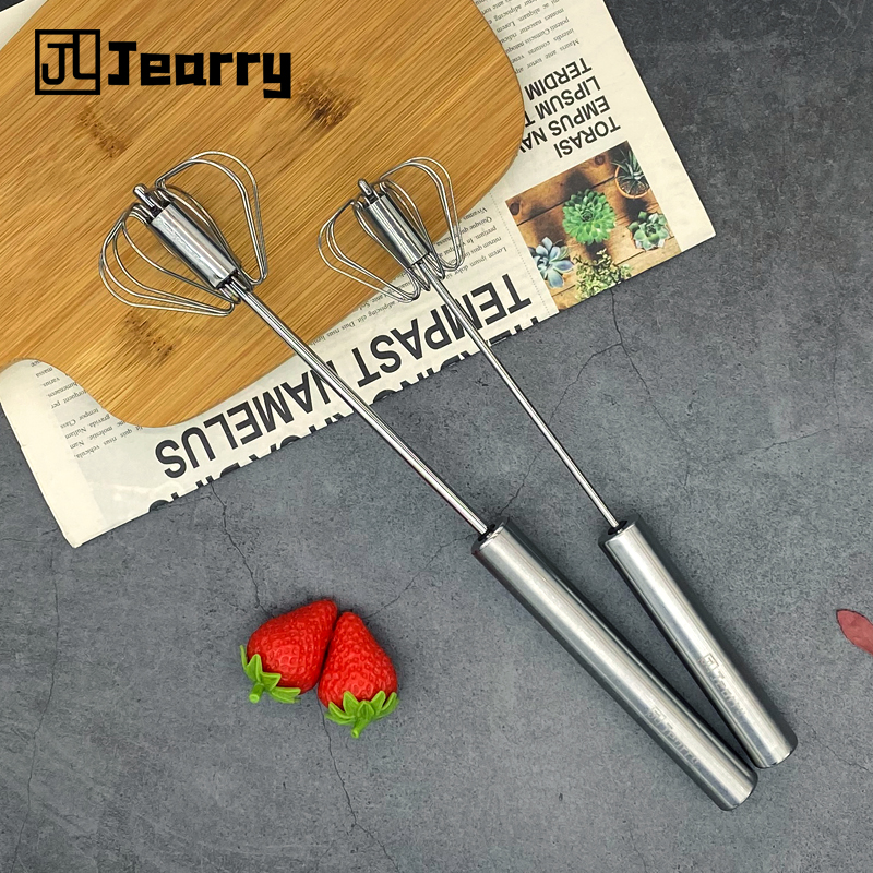 Gambar Jearry 10 12 Inch 304 Stainless Steel Egg Beater Rotary Cooking Utensils