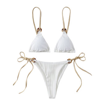 2 Bộ Bikini Mùa Hè Cái/bộ Bộ Đồ Bơi Nữ Cổ Điển Có Vòng Dây Mảnh Màu Trơn Cho Thể Thao Dưới Nước Đồ Bơi Mùa Hè Màu Trơn