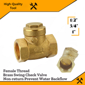 High Quality Brass Swing Check Valve - Female Thread (Various Sizes)