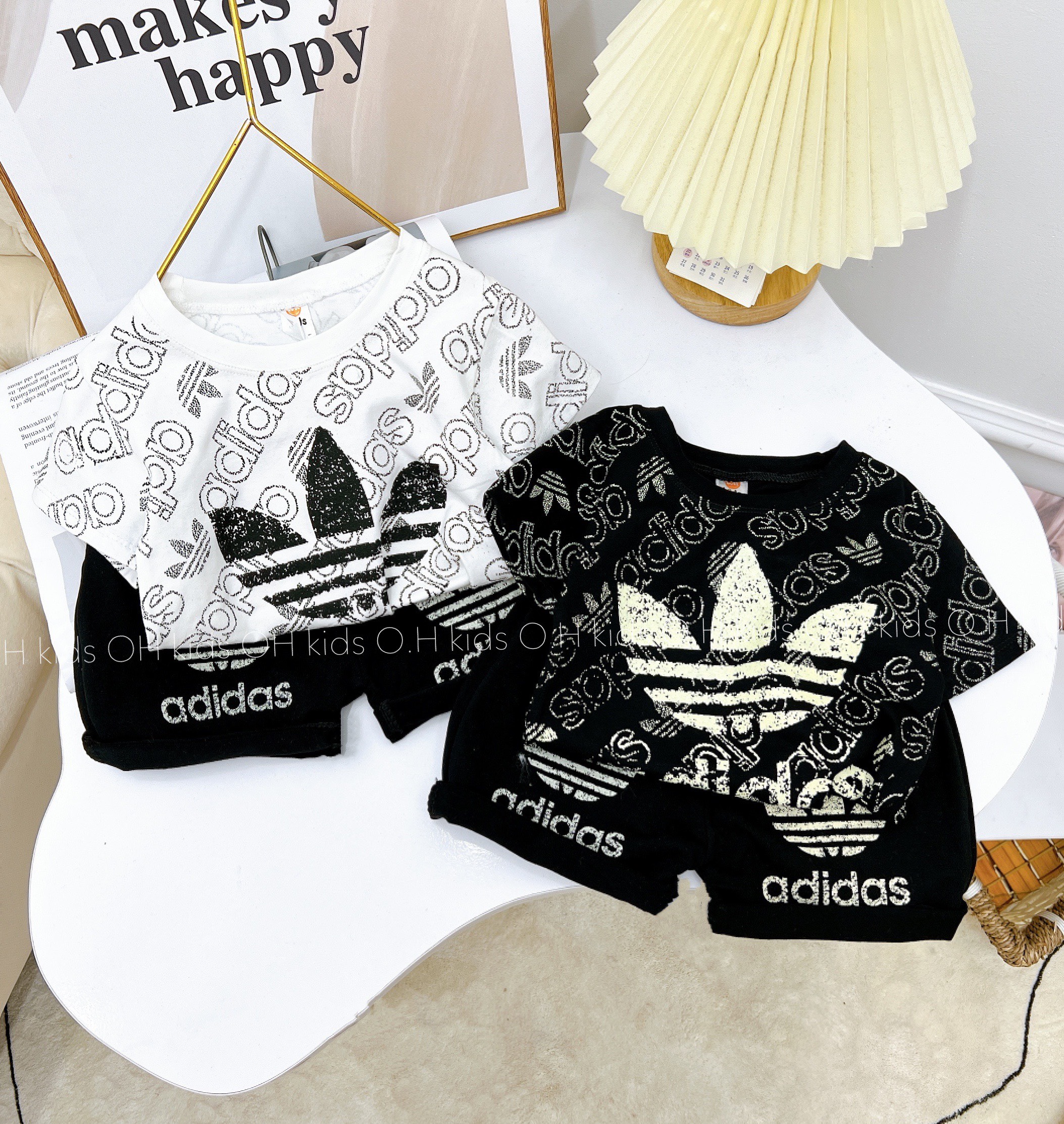 Bộ quần áo cotton cho bé trai, bé gái hình Add- Bộ cộc tay cho bé hình Adidas