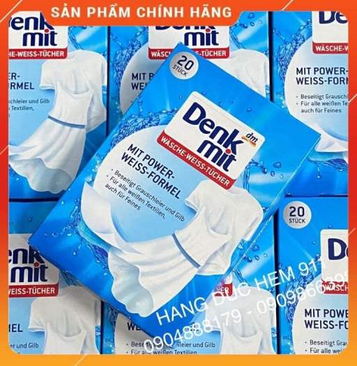 Giấy tẩy trắng quần áo Denkmit 20 miếng nội địa Đức