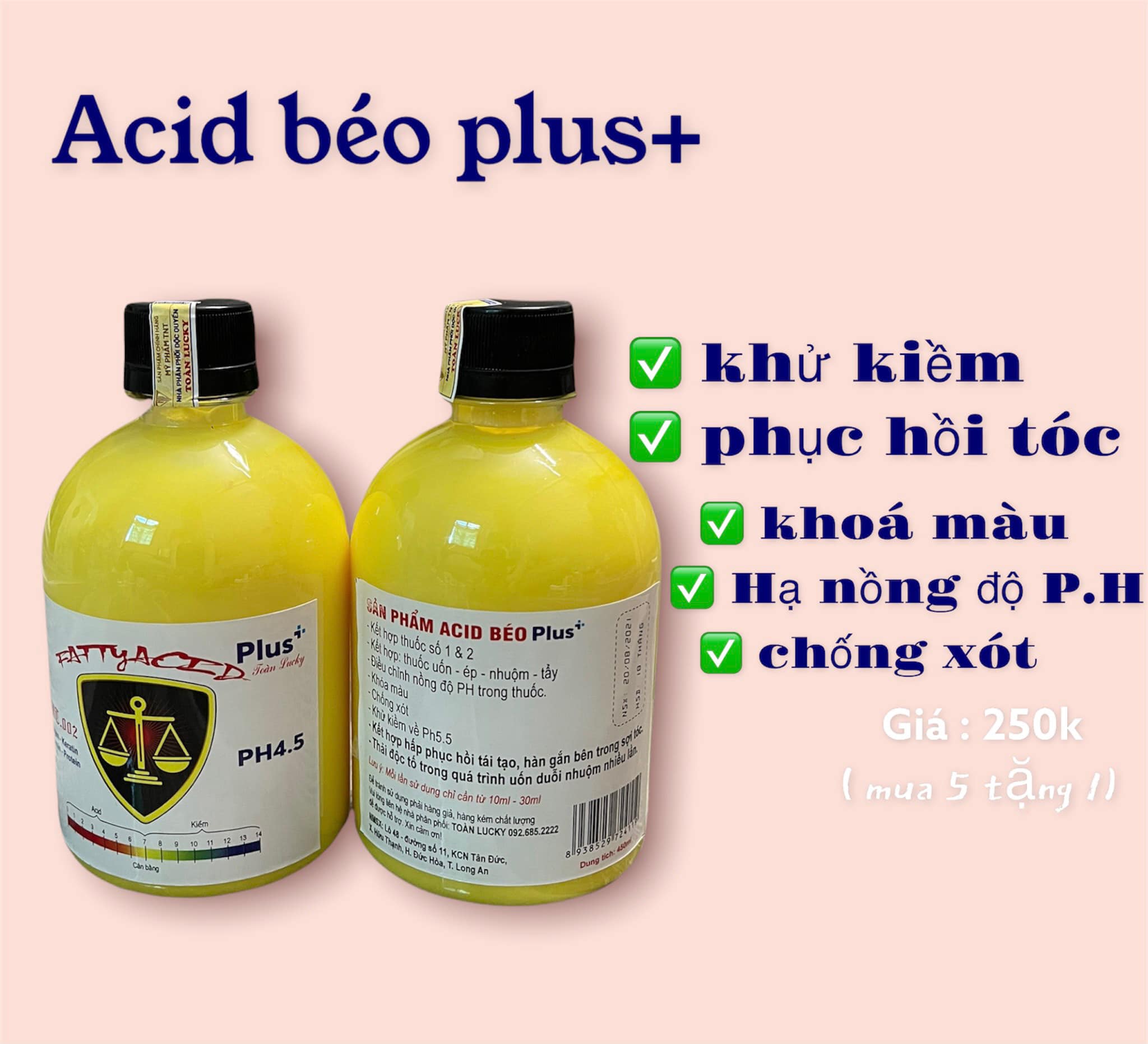 [ Chính Hãng ] Acid Béo Plus Hỗ Trợ Uốn - Duỗi - Nhuộm Giúp Tăng Độ Bóng Mượt dung tích 500ml