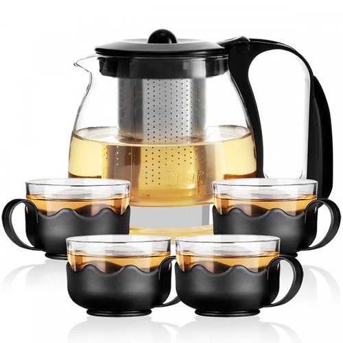 Bình lọc trà thủy tinh kèm 4 ly lưới lọc tiện dụng-bộ bình lọc trà thủy tinh kèm 4 ly-bình pha trà 700ml tặng kèm ly cao cấp