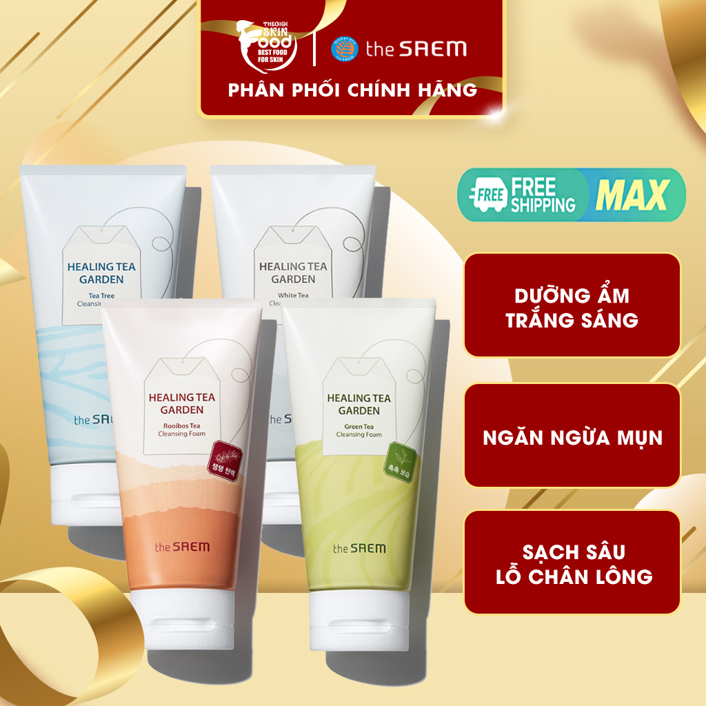 Sữa Rửa Mặt Dưỡng Trắng, Ngăn Ngừa Mụn The Saem Healing Tea Garden Cleansing Foam 150ml