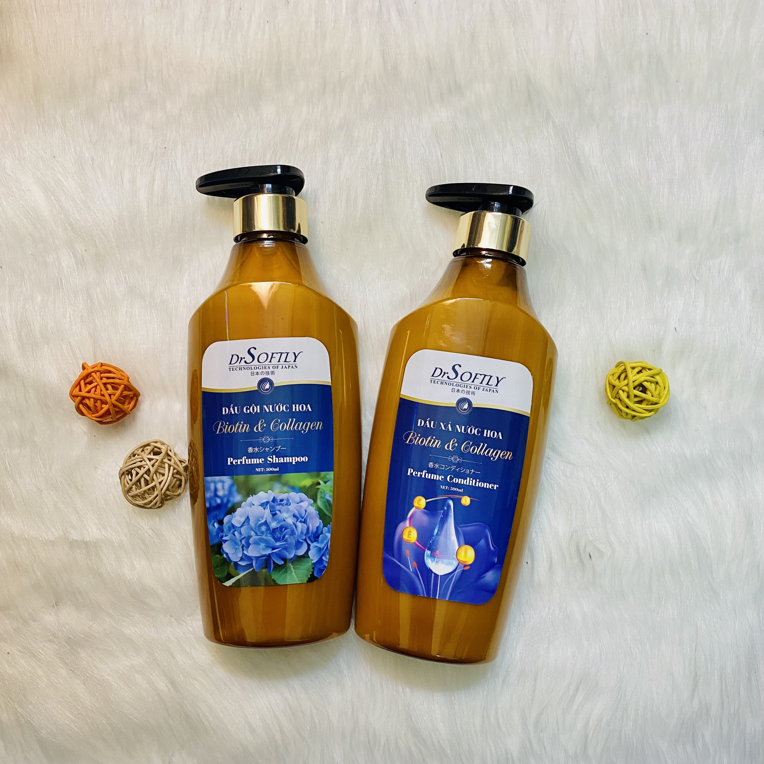 Bộ dầu gội xả Biotin & Collagen hương nước hoa DrSoftly 🌺 Sạch Gàu 🌺Giảm hư tổn tóc 🌺500ML