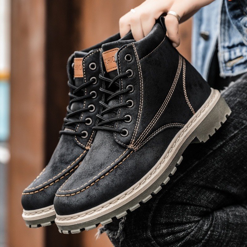 Giày nam cổ cao Đế Khâu Fashion đơn giản, bốt nam cổ điển