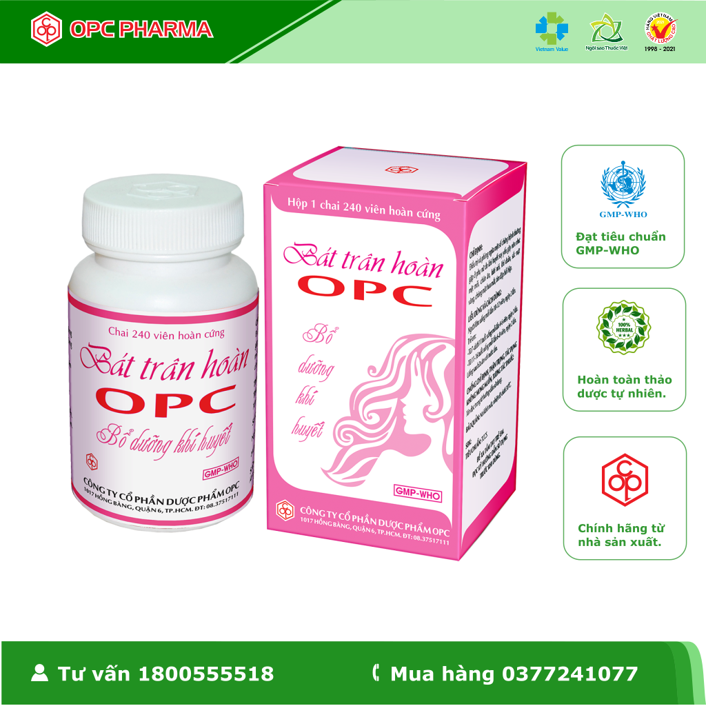 Viên uống BÁT TRÂN HOÀN OPC (Chai 240 Viên HC) - Hàng chính hãng OPC