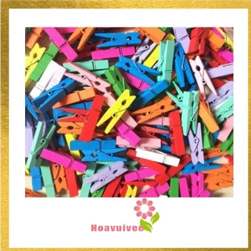 Combo 10 kẹp gỗ treo ảnh trơn - Kẹp gỗ màu - Hoavuivee