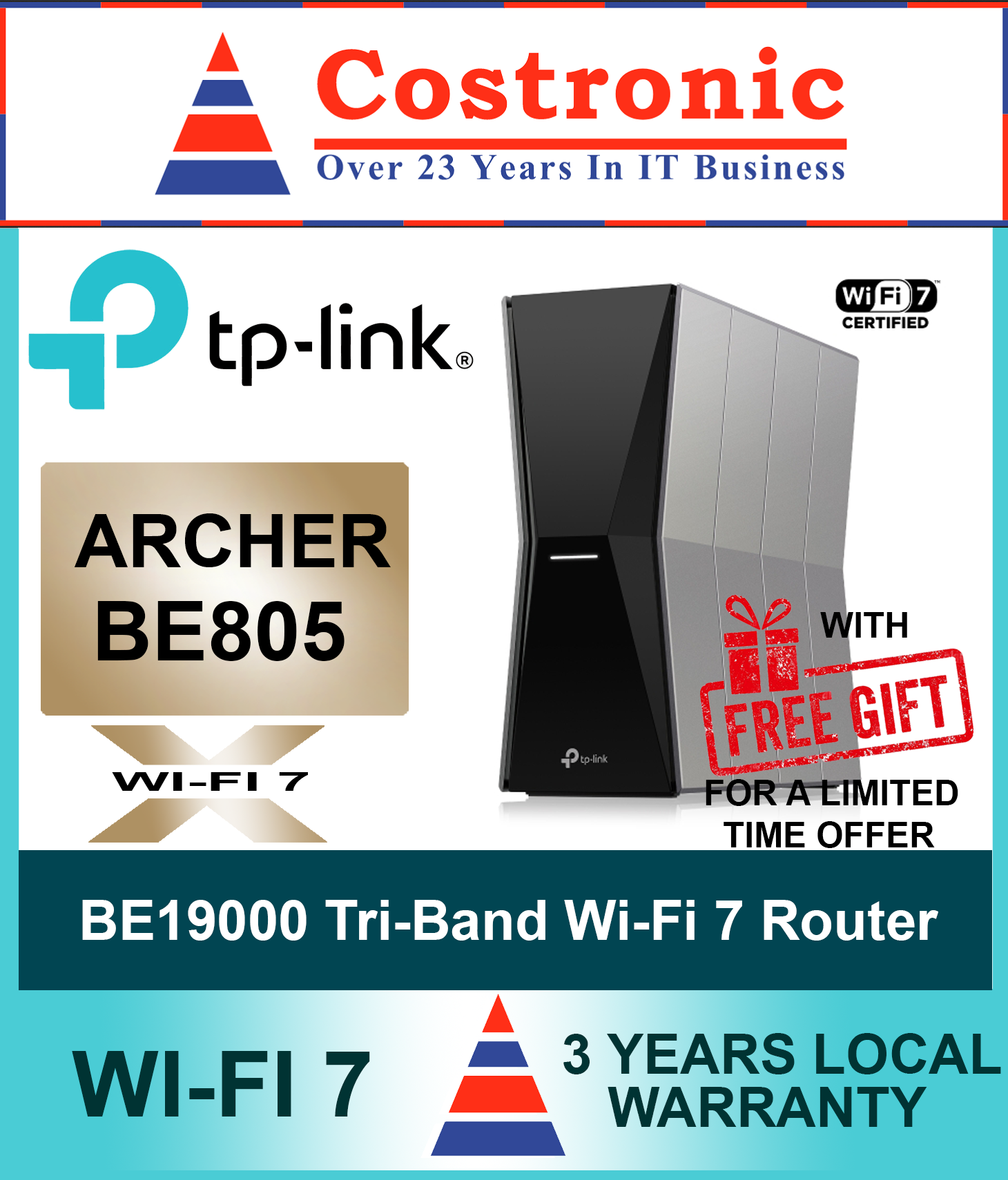 Tp-Link Archer Be805 Tri-Band Wi-Fi 7 Router With 10G Speed And