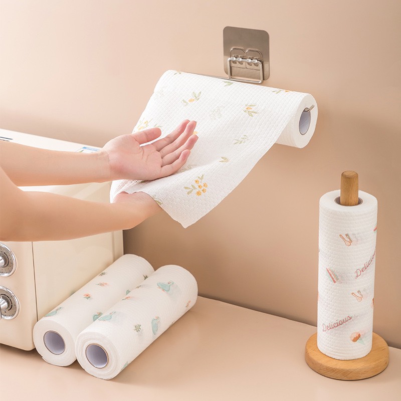 Cuộn Khăn Lau Bếp Đa Năng Tiện Dụng Thấm Dầu Mỡ Tái Sử Dụng Nhiều Lần/ Giấy Lau Đa Năng/ Cuộn Giấy Lau Hoa Văn Chất Liệu Rayon Có Thể Giặt Được/ Cuộn Giấy Lau Đa Năng In Hình Họa Tiết/ Khăn Lau Siêu Thấm Tái Sử Dụng