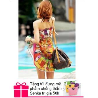 Khăn choàng / sarong đi biển + Túi đựng mỹ phẩm