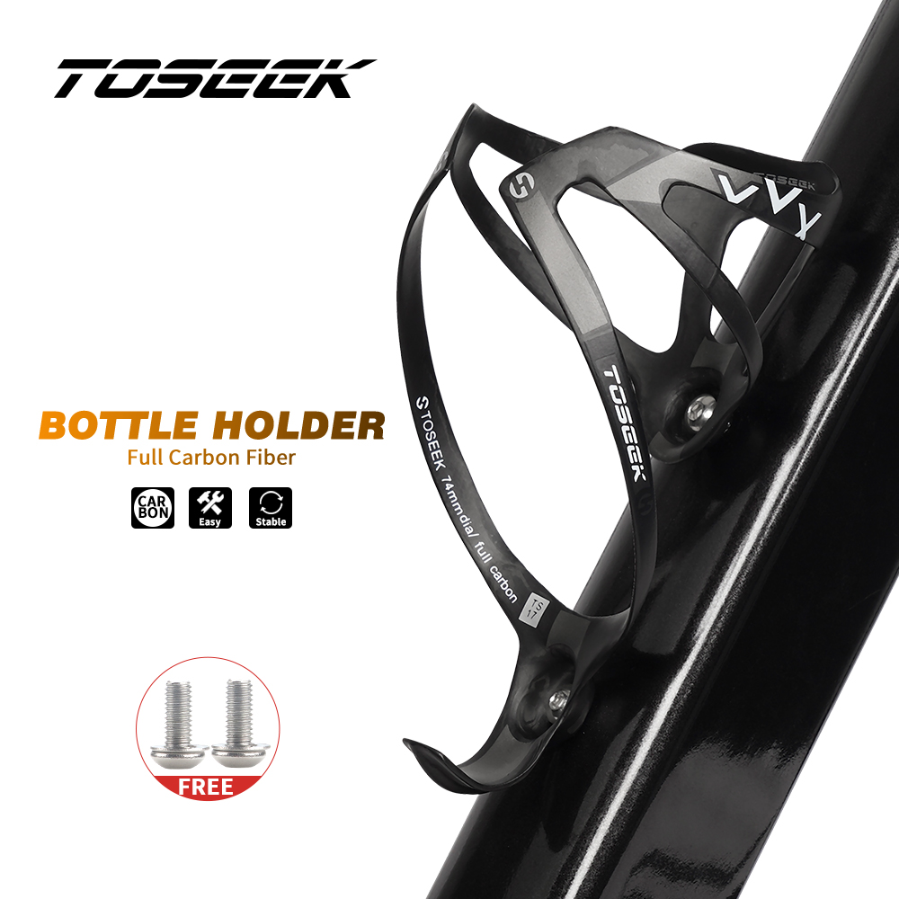 TOSEEK Full Carbon Fiber Bicycle Water Bottle Cage Bikes Parts Cycling Ultra light bottle holder for bike with bottle MTB Road Bike Bottles Holder UD Matte