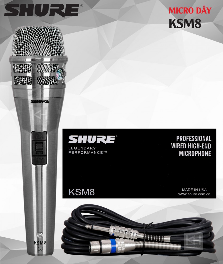 Micro shure ksm8 có dây hát karaoke giá rẻ , là dòng micro karaoke có dây chất lượng hay cao cấp đảm bảo hay cả về độ hút , âm lượng và độ bền. micro thích hợp cho phòng karaoke chuyên nghiệp , micro karaoke gia đình, bh 12 tháng.