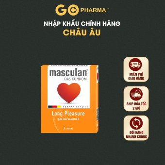 Bao cao su Masculan Long Pleasure nhập khẩu Đức kéo dài thời gian - Hộp 3 bao - GO Pharma