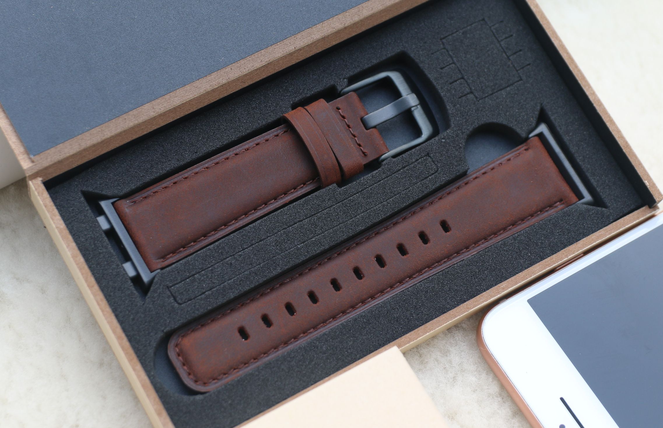 Dây đeo thay thế Oppo Watch 41mm, 46mm Vintage da bò sáp ngựa điên