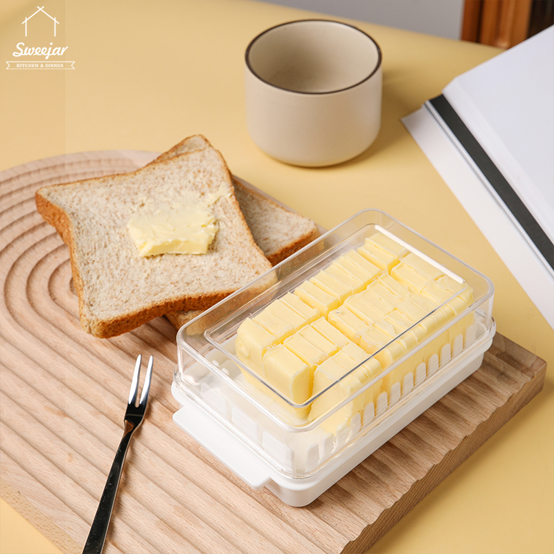 Sweejar hộp đựng bơ pp hộp đựng cắt dễ dàng có nắp khay cắt phô mai giữ tươi