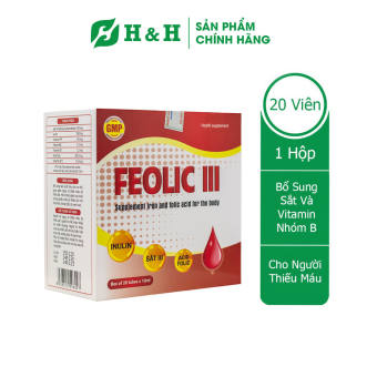 Thực phẩm chức năng FEOLIC III 150 mg –  BỔ SUNG SẮT VÀ VITAMIN NHÓM B cho NGƯỜI THIẾU MÁU THIẾU SẮT