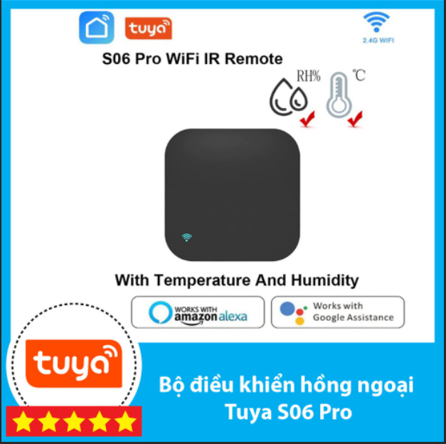 Bộ điều khiển hồng ngoại tuyasmart s06pro- tích hợp cảm biến độ ẩm, nhiệt độ- hồng ngoại wifi- hồng ngoại tuya