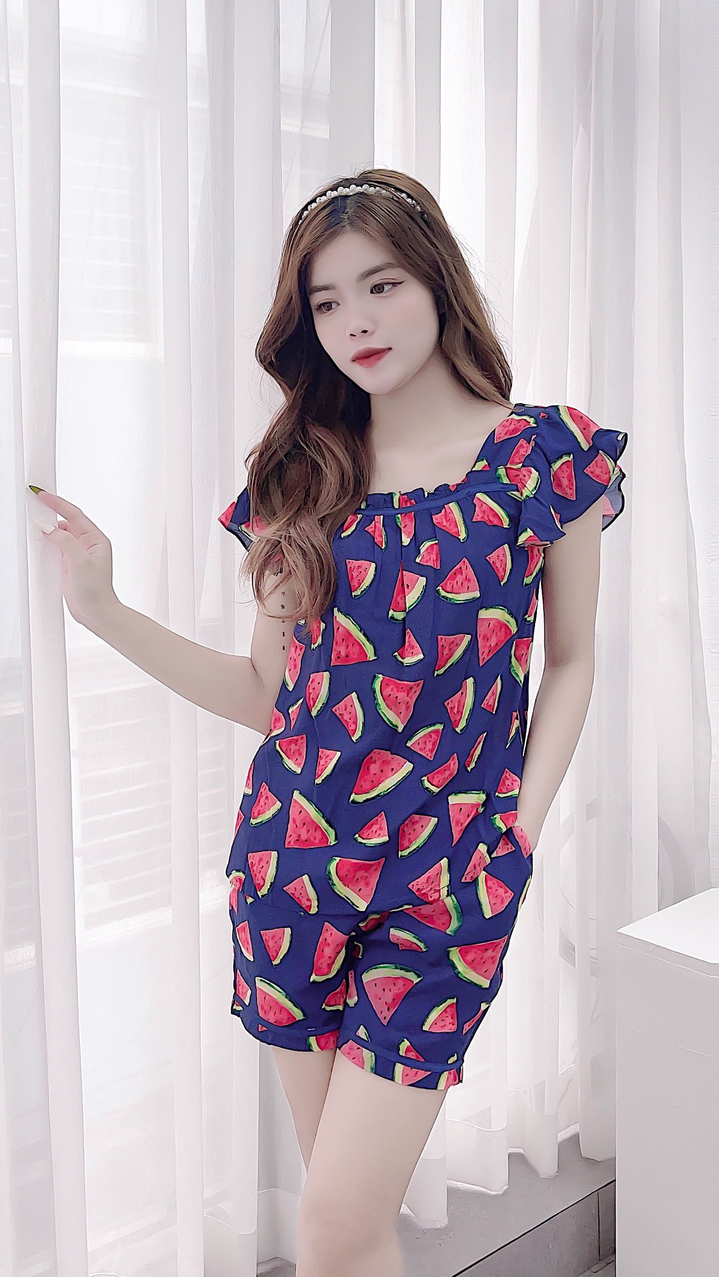 Bộ đồ mặc nhà đũi cộc tay quần cộc sxh221402