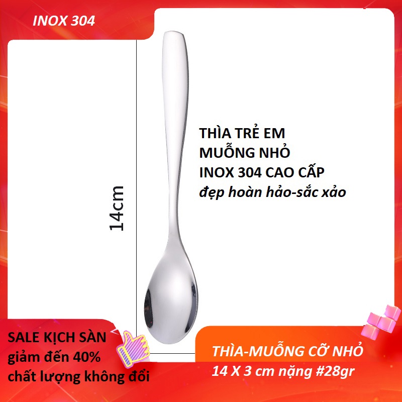 5 Cái Thìa (Muỗng) Inox 304 -Thìa Trẻ Em Ăn Dặm- Thìa Nhỏ Uống Trà - Thìa Ăn Bánh Kem-Thìa Ăn Chè...