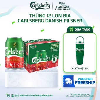 Carlsberg x Liverpool UTC- Bia Danish Pilsner- Nồng độ cồn 5%-  Thùng 12 lon 330ml- beer Đan Mạch hảo hạng-  Cơ hội trúng dưới nắp lon