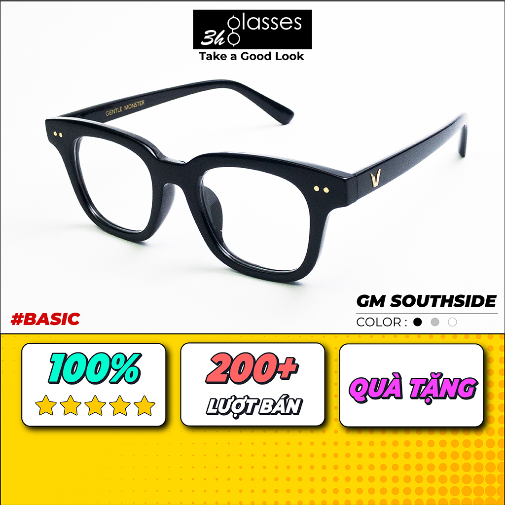 Gọng Kính cận nam nữ  GENTLE MONSTER SOUTHSIDE chất liệu nhựa dẻo, mắt kính gọng vuông phù hợp với nhiều khuôn mặt, kính Hàn Quốc có độ kính gọng nhựa mắt trong suốt kính thời trang giả cận