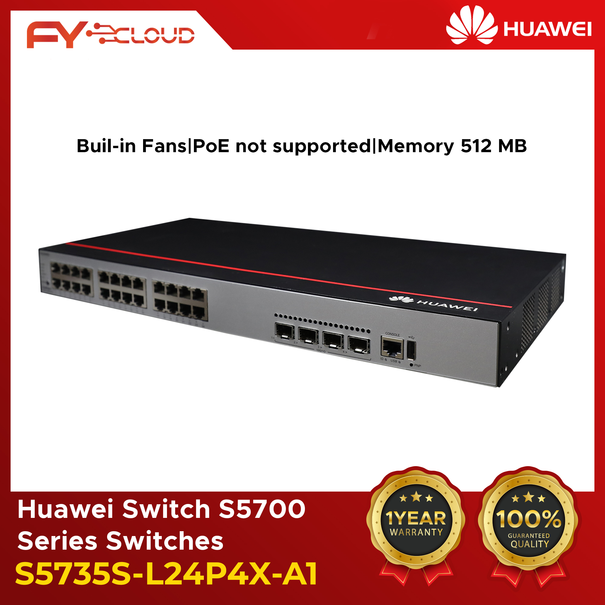 Huawei Switches/switch, 24 x 10/100/1000Base-T ports, 4 x 10 GE SFP+ ports, PoE+/ Huawei S5700 Series Switches/S5735S-L24P4X-A1/Static route/RIP/RIPn/OSPF/OSPFv3 128 Gbit/s/336 Gbit/s/VLAN Features/Super Virtual Fabric (SVF)
