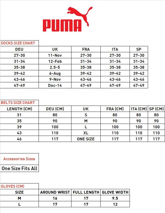 puma shoes youth size chart