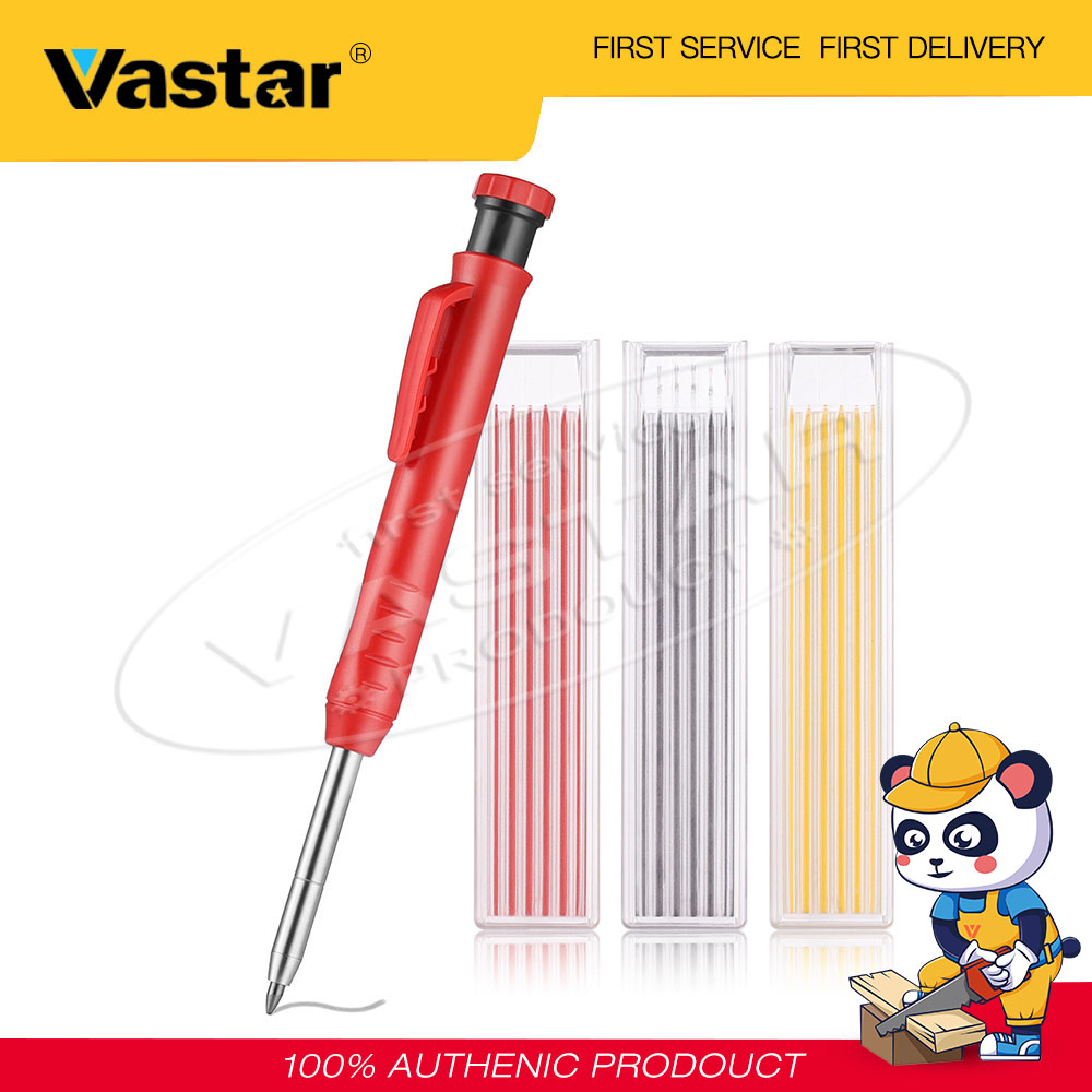 Vastar bộ bút chì thợ mộc màu trơn bút chì cơ khí đổ đầy lỗ dụng cụ đánh dấu xây dựng cho thợ mộc ghi chép vòm gỗ