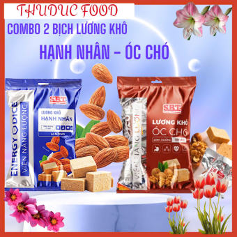 Combo 2 Bịch Lương Khô Energy Dice Viên Nang Lương Hạnh Nhân và Ốc Chó - Combo Snack Trái Cây Tự Nhiên, Không Béo Giả, Túi Tiện Lợi