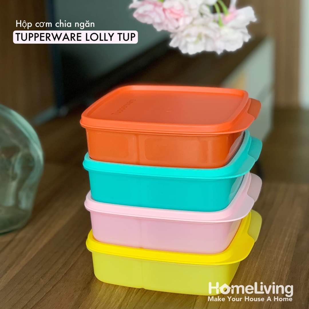Hộp Cơm Lolly Tup Tupperware 550ml, có chia ngăn, nắp đậy, nhựa nguyên sinh, an toàn,