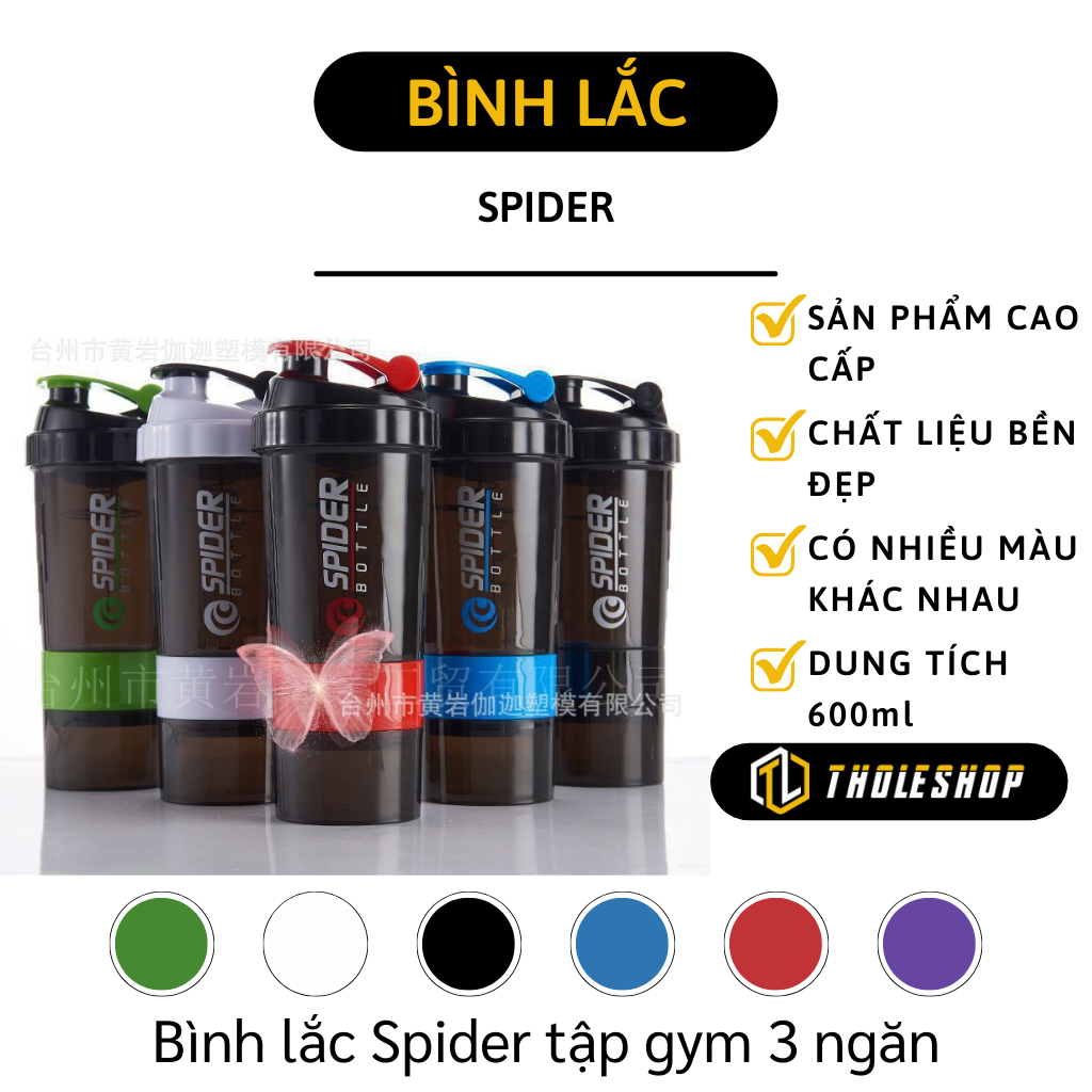 Bình nước thể thao - Bình nước Spider - Bình lắc whey cho dân tập gym 0 Bình nước tập gym 3 ngăn 500ml