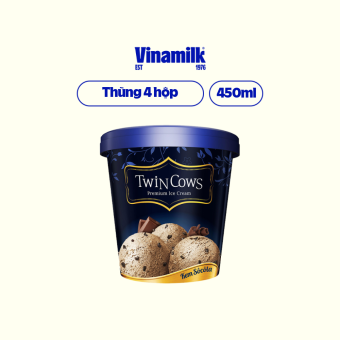 Thùng Kem Twin Cows Socola Hộp 450ml - 4 hộp/Thùng